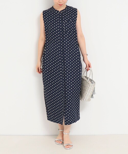 MICO COULIER（ミコクリエ）の「ドットサイドベルトワンピース（ワンピース・レディース・ベージュ系その他/ブルー系その他・38）」の8枚目の写真