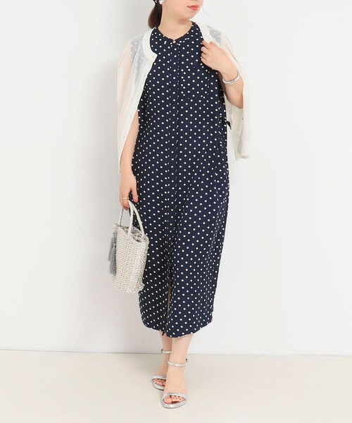 MICO COULIER（ミコクリエ）の「ドットサイドベルトワンピース（ワンピース・レディース・ベージュ系その他/ブルー系その他・38）」の9枚目の写真