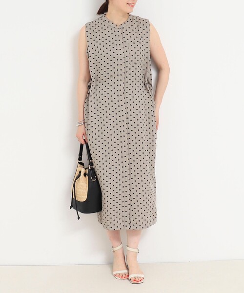 MICO COULIER（ミコクリエ）の「ドットサイドベルトワンピース（ワンピース・レディース・ベージュ系その他/ブルー系その他・38）」の16枚目の写真