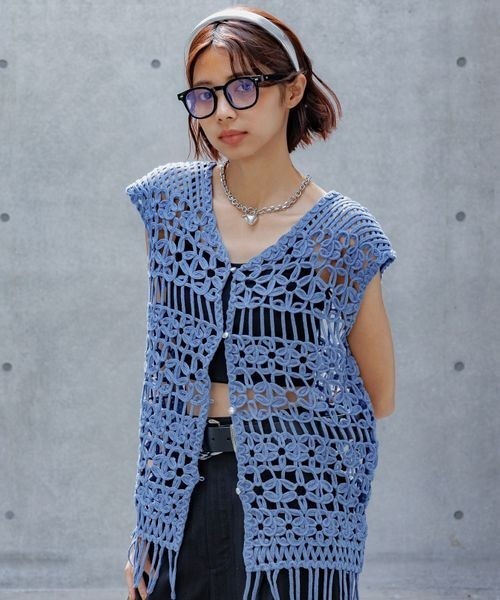 PAGEBOY(ページボーイ)の「クロシェレースベスト(ベスト・レディース・オフホワイト/ブラック/サックスブルー・FREE)」の20枚目の写真