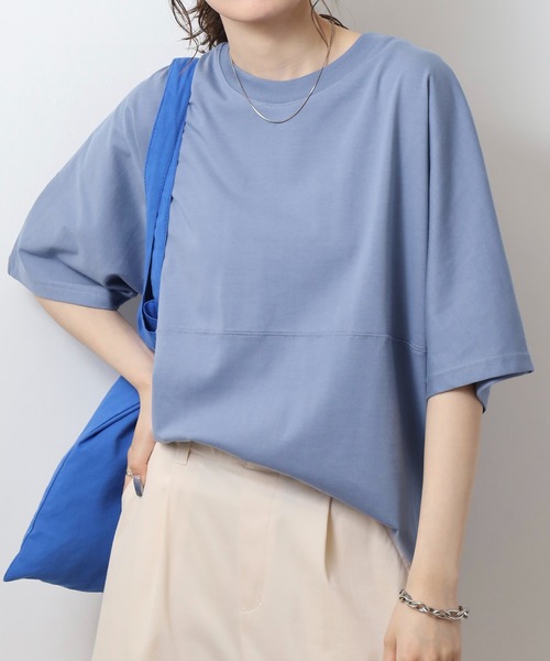 FUNALIVE(ファンアライブ)の「無地 ヘビーウエイト ドルマン 半袖 Tシャツ ワイドシルエット(Tシャツ/カットソー・メンズ・ホワイト/チャコールグレー/ブラック/サックスブルー・M/L/LL)」の8枚目の写真