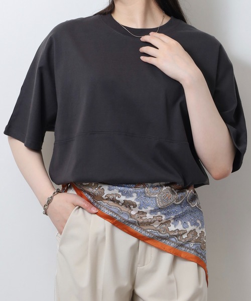 FUNALIVE(ファンアライブ)の「無地 ヘビーウエイト ドルマン 半袖 Tシャツ ワイドシルエット(Tシャツ/カットソー・メンズ・ホワイト/チャコールグレー/ブラック/サックスブルー・M/L/LL)」の13枚目の写真