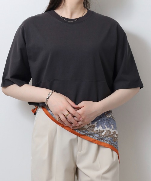 FUNALIVE(ファンアライブ)の「無地 ヘビーウエイト ドルマン 半袖 Tシャツ ワイドシルエット(Tシャツ/カットソー・メンズ・ホワイト/チャコールグレー/ブラック/サックスブルー・M/L/LL)」の11枚目の写真