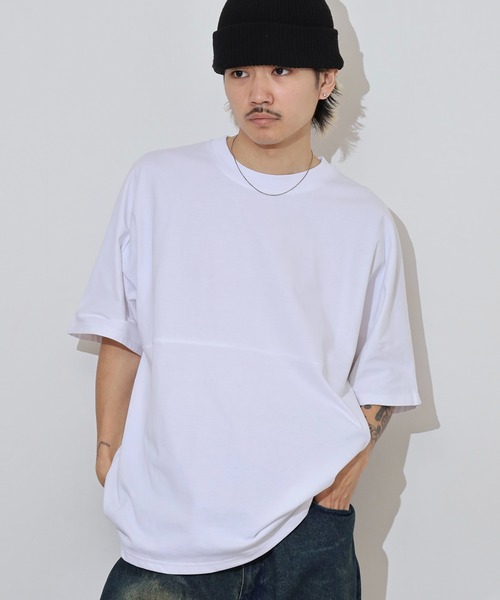 FUNALIVE(ファンアライブ)の「無地 ヘビーウエイト ドルマン 半袖 Tシャツ ワイドシルエット(Tシャツ/カットソー・メンズ・ホワイト/チャコールグレー/ブラック/サックスブルー・M/L/LL)」の21枚目の写真