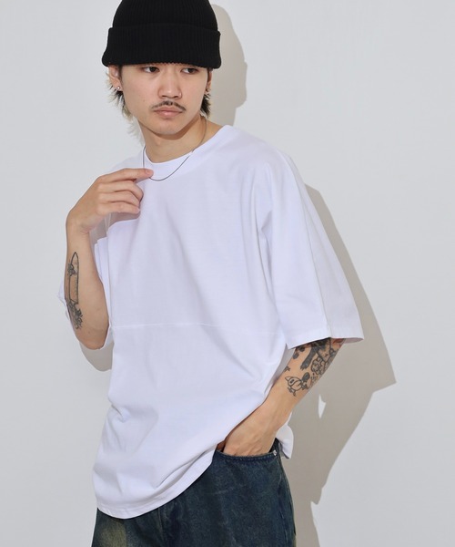 FUNALIVE(ファンアライブ)の「無地 ヘビーウエイト ドルマン 半袖 Tシャツ ワイドシルエット(Tシャツ/カットソー・メンズ・ホワイト/チャコールグレー/ブラック/サックスブルー・M/L/LL)」の22枚目の写真