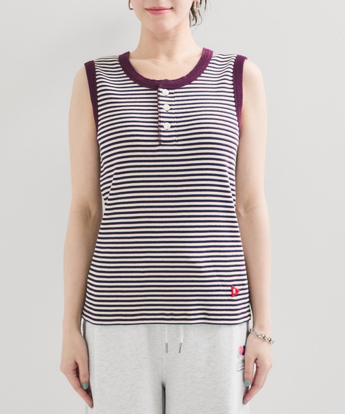 Healthknit(ヘルスニット)の「【Healthknit/ヘルスニット】別注/ヘンリーボーダータンクトップ(Tシャツ/カットソー・レディース・パープル系その他2/オレンジ系その他2・FREE)」の9枚目の写真