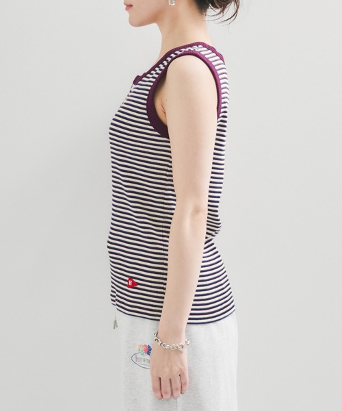 Healthknit(ヘルスニット)の「【Healthknit/ヘルスニット】別注/ヘンリーボーダータンクトップ(Tシャツ/カットソー・レディース・パープル系その他2/オレンジ系その他2・FREE)」の10枚目の写真