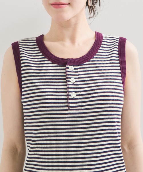 Healthknit(ヘルスニット)の「【Healthknit/ヘルスニット】別注/ヘンリーボーダータンクトップ(Tシャツ/カットソー・レディース・パープル系その他2/オレンジ系その他2・FREE)」の12枚目の写真