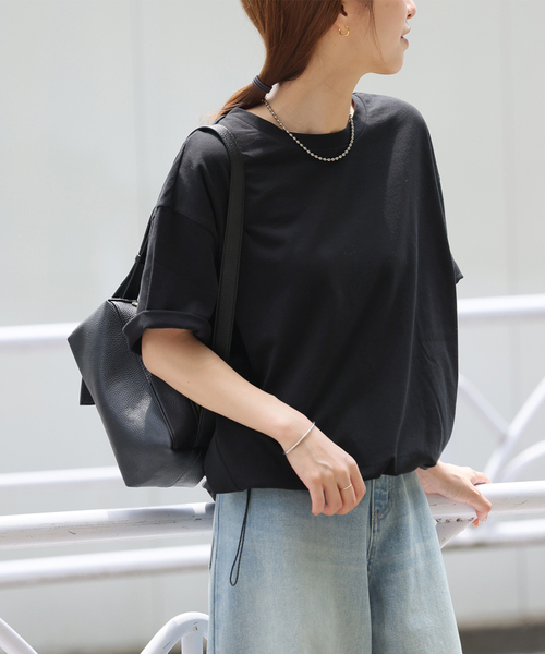 JOURNAL STANDARD relume（ジャーナルスタンダード　レリューム）の「［25AW新作 / 抗菌防臭 / 接触冷感］OEドロストコクーンプルオーバー（Tシャツ/カットソー・レディース・ブラウン/ブラック・FREE）」の2枚目の写真