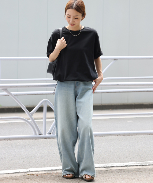 JOURNAL STANDARD relume（ジャーナルスタンダード　レリューム）の「［25AW新作 / 抗菌防臭 / 接触冷感］OEドロストコクーンプルオーバー（Tシャツ/カットソー・レディース・ブラウン/ブラック・FREE）」の3枚目の写真