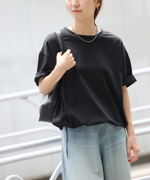 JOURNAL STANDARD relume（ジャーナルスタンダード　レリューム）の「［25AW新作 / 抗菌防臭 / 接触冷感］OEドロストコクーンプルオーバー（Tシャツ/カットソー・レディース・ブラウン/ブラック・FREE）」の6枚目の写真