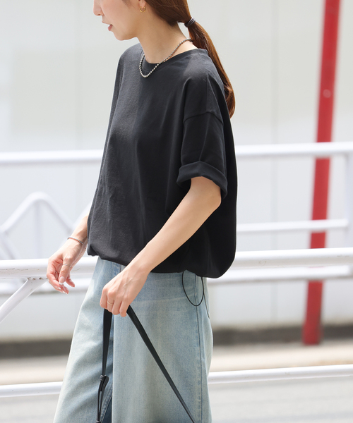 JOURNAL STANDARD relume（ジャーナルスタンダード　レリューム）の「［25AW新作 / 抗菌防臭 / 接触冷感］OEドロストコクーンプルオーバー（Tシャツ/カットソー・レディース・ブラウン/ブラック・FREE）」の7枚目の写真
