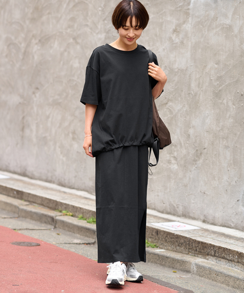 JOURNAL STANDARD relume（ジャーナルスタンダード　レリューム）の「［25AW新作 / 抗菌防臭 / 接触冷感］OEドロストコクーンプルオーバー（Tシャツ/カットソー・レディース・ブラウン/ブラック・FREE）」の10枚目の写真