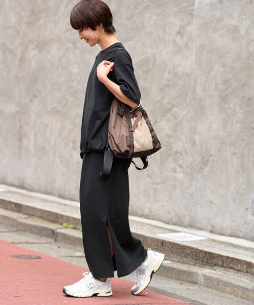 JOURNAL STANDARD relume（ジャーナルスタンダード　レリューム）の「［25AW新作 / 抗菌防臭 / 接触冷感］OEドロストコクーンプルオーバー（Tシャツ/カットソー・レディース・ブラウン/ブラック・FREE）」の12枚目の写真