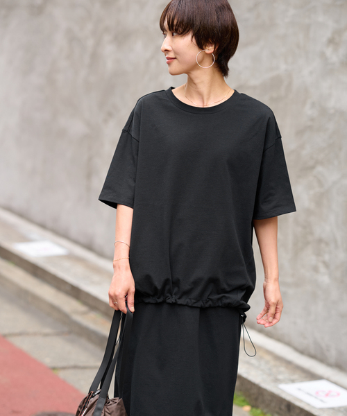 JOURNAL STANDARD relume（ジャーナルスタンダード　レリューム）の「［25AW新作 / 抗菌防臭 / 接触冷感］OEドロストコクーンプルオーバー（Tシャツ/カットソー・レディース・ブラウン/ブラック・FREE）」の16枚目の写真