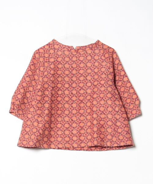 ハウピア haupia トップス 七分袖シャツブラウス サイズ38 M ネイビー×ライトブラウン レディース 刺繍 新品同様