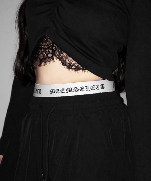 me+em select(ミームセレクト)の「【 2color / 裾絞り可能 】ウエストロゴナイロンライクワッシャーワイドパンツ / waist logo nylon-like washer wide pants(その他パンツ・レディース・ブラック×ブラック/ブラック×ホワイト・FREE)」の17枚目の写真