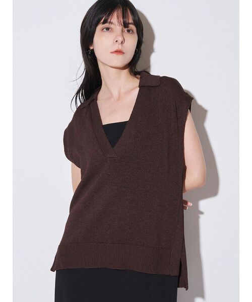 ELENDEEK(エレンディーク)の「スキッパーニットベスト(ベスト・レディース・ベージュ/ブラック/ブラウン・FREE)」の9枚目の写真