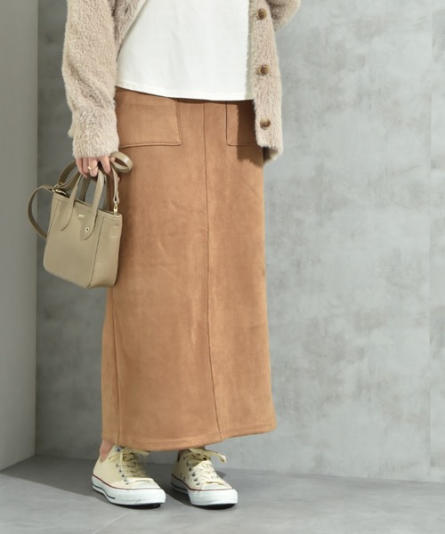 INTERPLANET（インタープラネット）の「マシュマロスエードタイトスカート（スカート・レディース・チャコールグレー/キャメル/グレイッシュベージュ・FREE）」の3枚目の写真