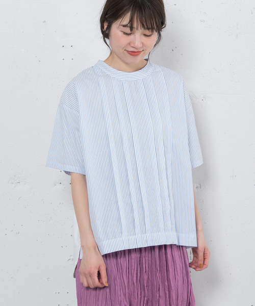 POU DOU DOU(プードゥドゥ)の「布帛使いトップス(Tシャツ/カットソー・レディース・ブラック/オフホワイト/ライトグレー・M)」の1枚目の写真
