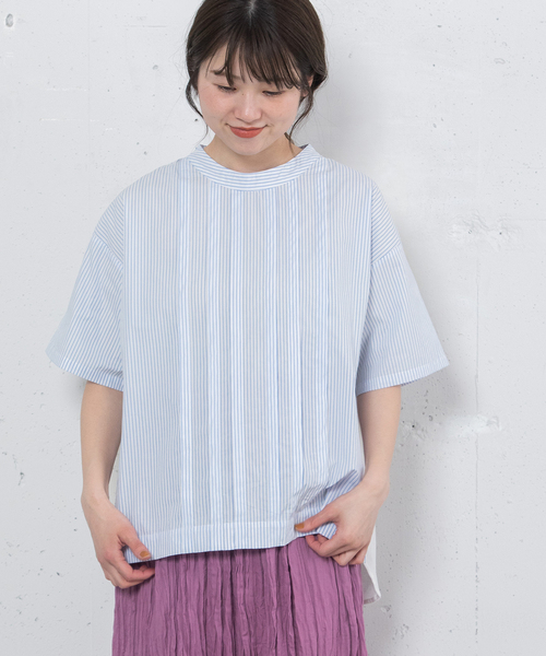 POU DOU DOU(プードゥドゥ)の「布帛使いトップス(Tシャツ/カットソー・レディース・ブラック/オフホワイト/ライトグレー・M)」の4枚目の写真