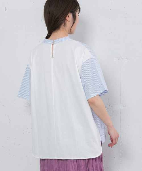POU DOU DOU(プードゥドゥ)の「布帛使いトップス(Tシャツ/カットソー・レディース・ブラック/オフホワイト/ライトグレー・M)」の6枚目の写真