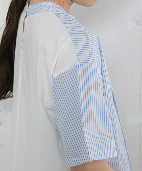 POU DOU DOU(プードゥドゥ)の「布帛使いトップス(Tシャツ/カットソー・レディース・ブラック/オフホワイト/ライトグレー・M)」の10枚目の写真