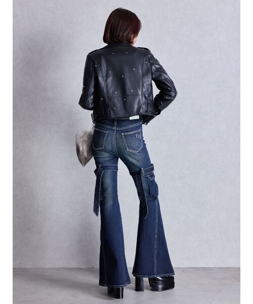 GYDA（ジェイダ）の「bijou フェイクレザーライダースジャケット（ライダースジャケット・レディース・ブラック・FREE）」の5枚目の写真