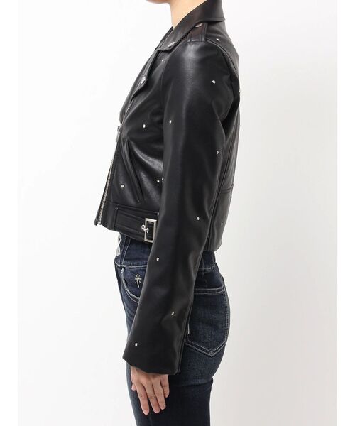 GYDA（ジェイダ）の「bijou フェイクレザーライダースジャケット（ライダースジャケット・レディース・ブラック・FREE）」の7枚目の写真
