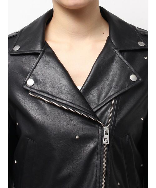 GYDA（ジェイダ）の「bijou フェイクレザーライダースジャケット（ライダースジャケット・レディース・ブラック・FREE）」の9枚目の写真