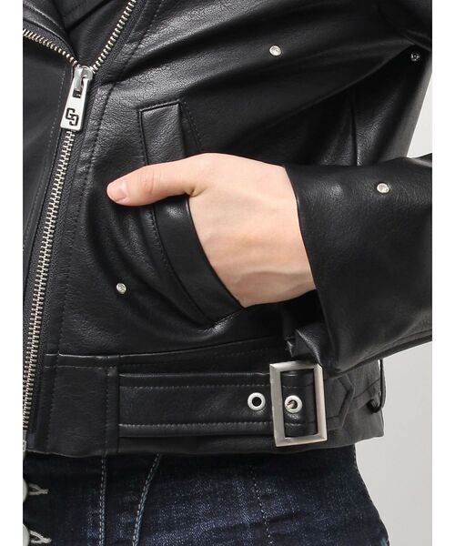 GYDA（ジェイダ）の「bijou フェイクレザーライダースジャケット（ライダースジャケット・レディース・ブラック・FREE）」の11枚目の写真