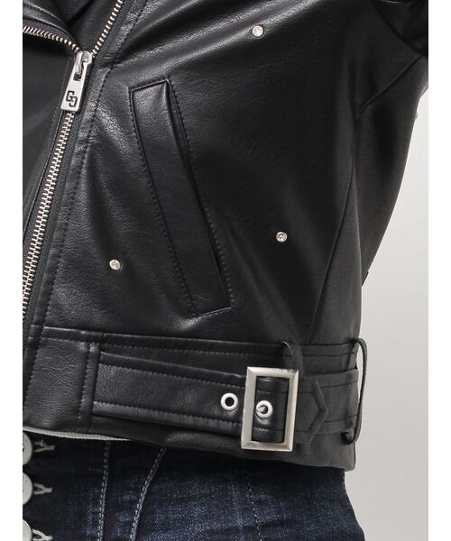 GYDA（ジェイダ）の「bijou フェイクレザーライダースジャケット（ライダースジャケット・レディース・ブラック・FREE）」の13枚目の写真