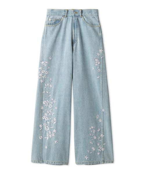 フラワー刺繍デニムパンツ（デニムパンツ）｜FURFUR（ファーファー）の