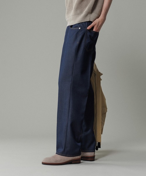 yokosakamoto デニムスラックス デニスラ スリムテーパード スラックス デニムパンツ ストレッチ