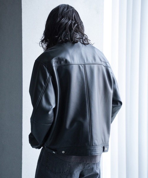 RATTLE TRAP（ラトルトラップ）の「シープナッパオーバーサイズトラッカーレザージャケット（ブルゾン・メンズ・ブラック・M/L/LL）」の8枚目の写真