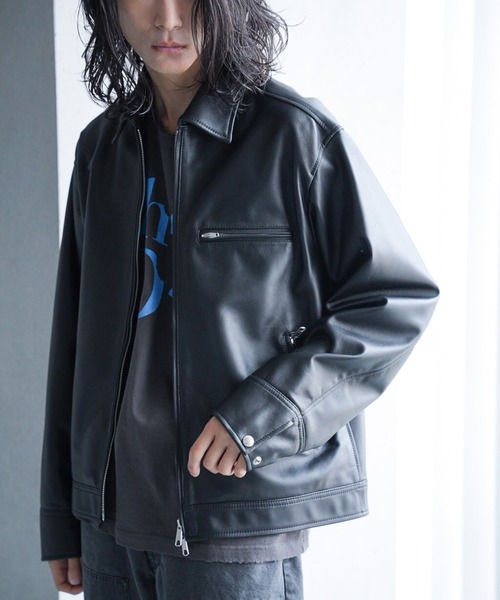 RATTLE TRAP（ラトルトラップ）の「シープナッパオーバーサイズトラッカーレザージャケット（ブルゾン・メンズ・ブラック・M/L/LL）」の9枚目の写真