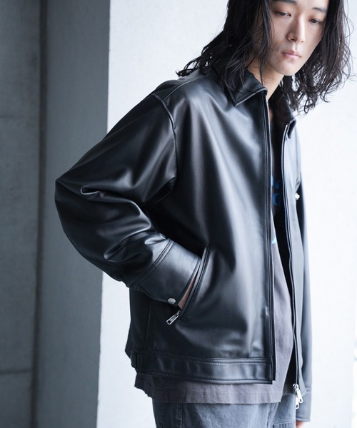 RATTLE TRAP（ラトルトラップ）の「シープナッパオーバーサイズトラッカーレザージャケット（ブルゾン・メンズ・ブラック・M/L/LL）」の10枚目の写真