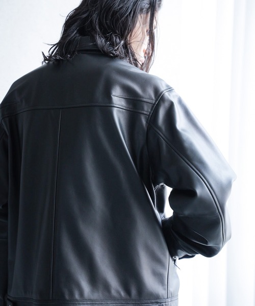 RATTLE TRAP（ラトルトラップ）の「シープナッパオーバーサイズトラッカーレザージャケット（ブルゾン・メンズ・ブラック・M/L/LL）」の11枚目の写真
