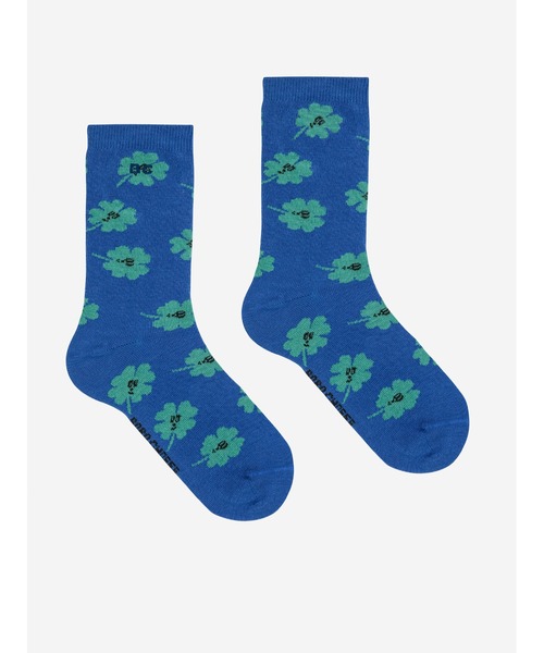 BOBO CHOSES(ボボショーズ)の「Lucky Clover all over long socks(ソックス/靴下・キッズ・ブルー・38-40/35-37/32-34/29-31/26-28/23-25)」の1枚目の写真