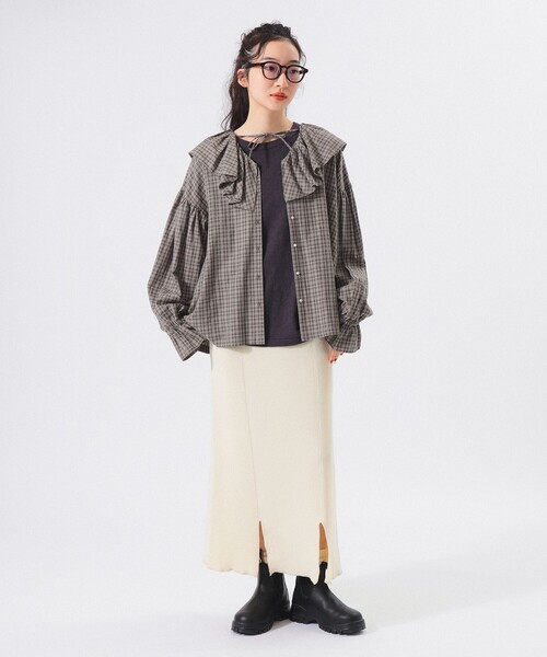 BEAMS BOY（ビームスボーイ）の「チェック フリルカラー シャツ
