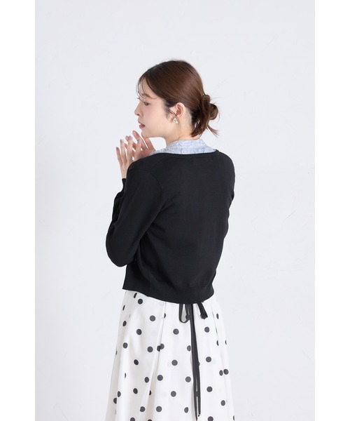 tocco closet（トッコ　クローゼット）の「ＵＶカット＆接触冷感＆ハンドウォッシュ♪超強撚パール釦カーディガン（カーディガン/ボレロ・レディース・ブラック/オフホワイト/グリーン/レッド・M）」の13枚目の写真