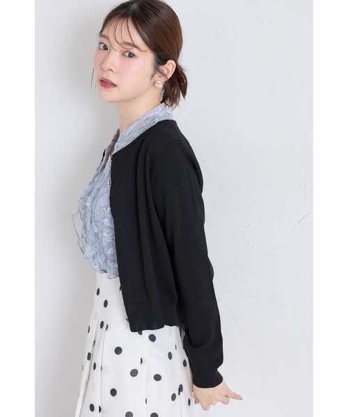 tocco closet（トッコ　クローゼット）の「ＵＶカット＆接触冷感＆ハンドウォッシュ♪超強撚パール釦カーディガン（カーディガン/ボレロ・レディース・ブラック/オフホワイト/グリーン/レッド・M）」の15枚目の写真