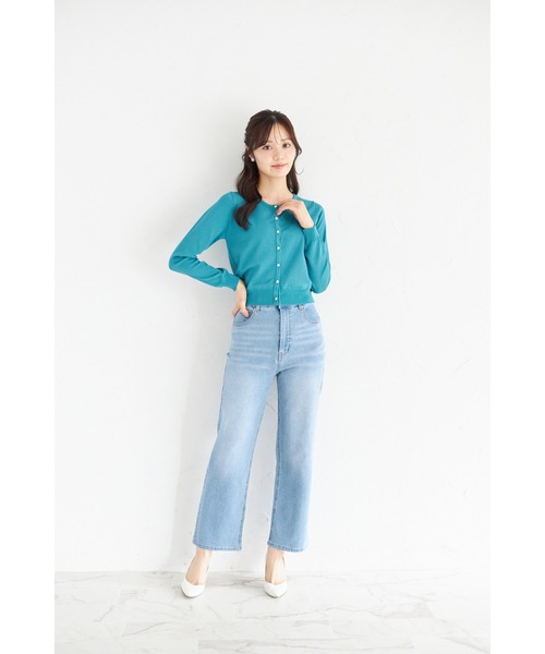 tocco closet（トッコ　クローゼット）の「ＵＶカット＆接触冷感＆ハンドウォッシュ♪超強撚パール釦カーディガン（カーディガン/ボレロ・レディース・ブラック/オフホワイト/グリーン/レッド・M）」の16枚目の写真