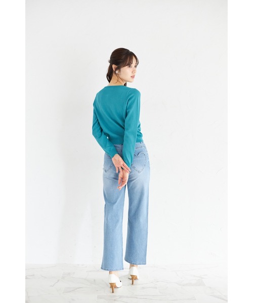 tocco closet（トッコ　クローゼット）の「ＵＶカット＆接触冷感＆ハンドウォッシュ♪超強撚パール釦カーディガン（カーディガン/ボレロ・レディース・ブラック/オフホワイト/グリーン/レッド・M）」の17枚目の写真