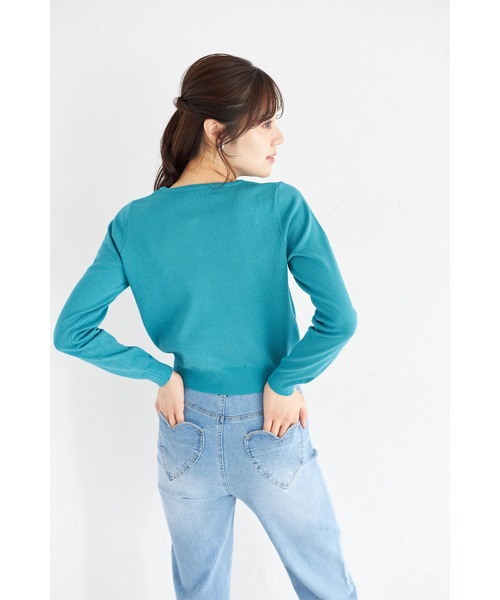 tocco closet（トッコ　クローゼット）の「ＵＶカット＆接触冷感＆ハンドウォッシュ♪超強撚パール釦カーディガン（カーディガン/ボレロ・レディース・ブラック/オフホワイト/グリーン/レッド・M）」の20枚目の写真