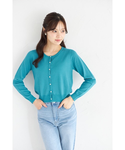 tocco closet（トッコ　クローゼット）の「ＵＶカット＆接触冷感＆ハンドウォッシュ♪超強撚パール釦カーディガン（カーディガン/ボレロ・レディース・ブラック/オフホワイト/グリーン/レッド・M）」の19枚目の写真