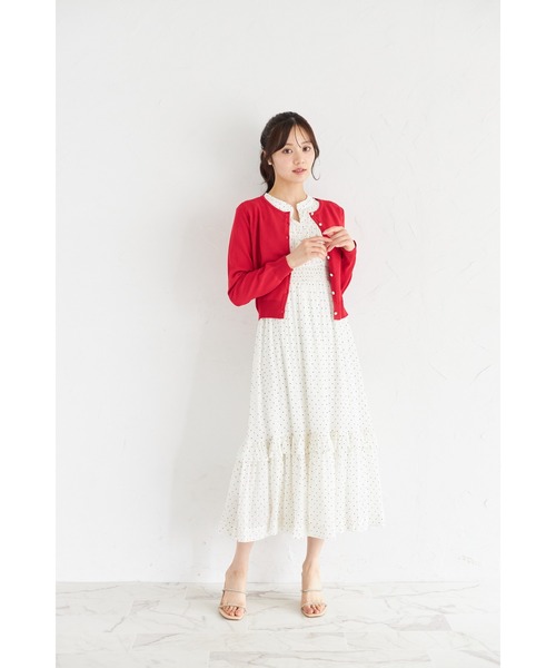 tocco closet（トッコ　クローゼット）の「ＵＶカット＆接触冷感＆ハンドウォッシュ♪超強撚パール釦カーディガン（カーディガン/ボレロ・レディース・ブラック/オフホワイト/グリーン/レッド・M）」の22枚目の写真