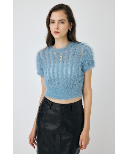 MOUSSY(マウジー)の「SHEER SHAGGY ニット(ニット/セーター・レディース・ライトブラック/オフホワイト/ライトブルー・FREE)」の3枚目の写真