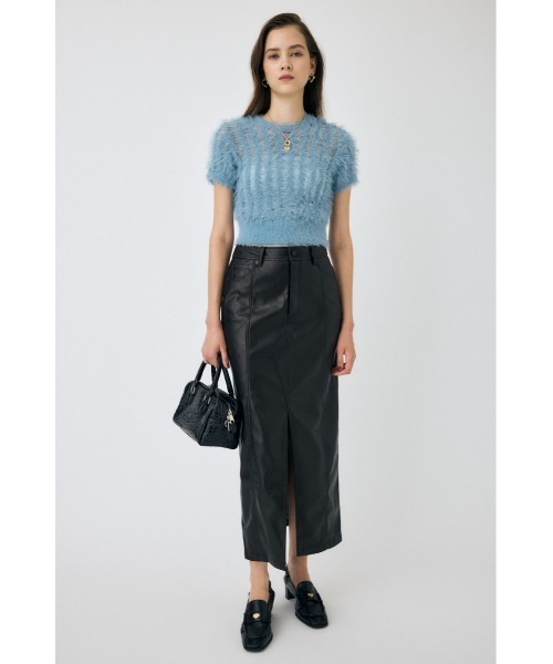 moussy - moussy sheer rib セーター BLACK BY MOUSSY | back open 2way rib tops (ニット ) |SHEL