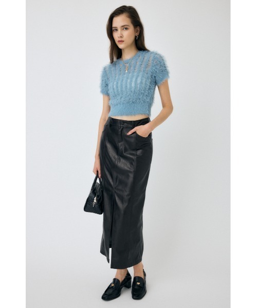 MOUSSY(マウジー)の「SHEER SHAGGY ニット(ニット/セーター・レディース・ライトブラック/オフホワイト/ライトブルー・FREE)」の9枚目の写真